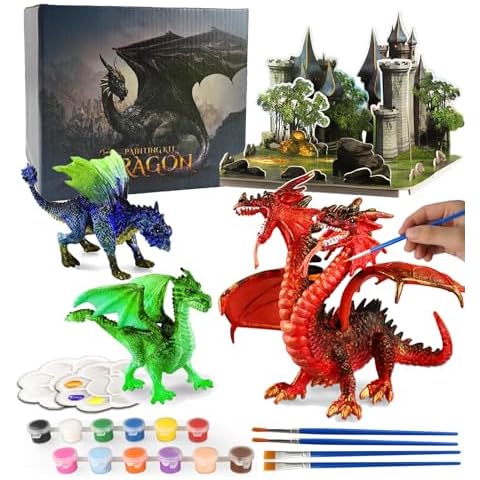Yileqi Paint Your Own Dragons Painting Kit, Dragon Toys Arts and Crafts for Kids Age 4 5 6 7 8 9 Years Old, Dragon Party Favor Art Supplies DIY Activities Kit for Kids Birthday Gift Cover