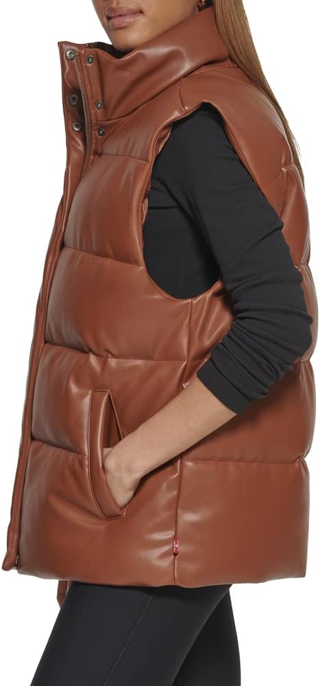 Levi's womens Vegan Leather Puffer Vest - Image 3