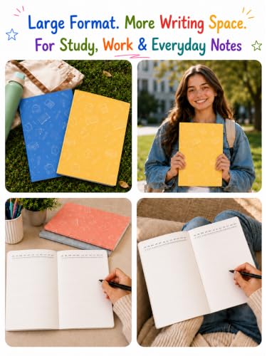 Image of DOODLE Notemate A4 Notebook Pack of 6 | 160 Pages Each | Smooth Paper | Minimal Design Notebooks for School, College, Office, Notes, Lists, Study & Everyday Writing