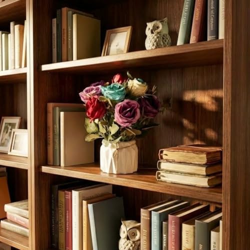 Image of Dekorly Artificial Lavender Plant in White Pot, 18cm - Realistic Faux Flower Arrangement for Home & Office Decor (Set of 1) (1, Big Rose)