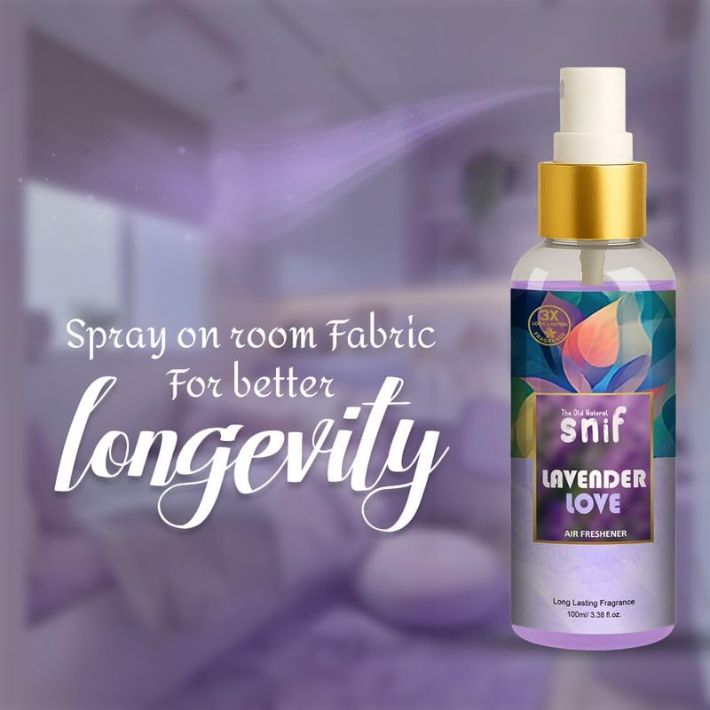 Image of Snif Lavender Love Air Freshener Spray - 100ml | Calming Lavender Scent, Long-Lasting Fragrance for Home, Office & Car