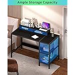 Computer Desk - 47” Gaming Desk, Home Office Desk with Storage, Small Table with Monitor Stand, Storage Space-Savor, Modern Table, Black - Image 5