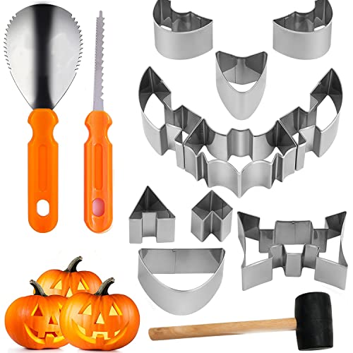 BGNXHYB Set di 13 stencil per intaglio di zucca di...