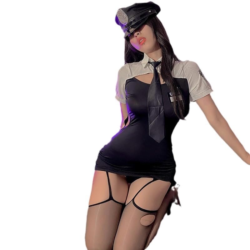 Secretary Garter Gothic Perspective Chemise Nurse Flirty Dress Bodysuit Doctor lingerie Nightwear Party Cop Teacher - Small - 23202