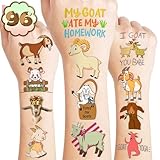 Generic Goat Temporary Tattoos Birthday Party Supplies Favors Decorations Super Cute 96PCS Fake Tattoos Stickers for Boys Girls School Classroom Rewards Gifts Ideal Halloween