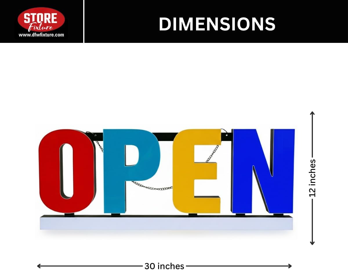 30 x 12 Inches OPEN MULTI LED Sign Board - Bright Multi-Color Light Display - Compact Neon Look, Energy Efficient for Shops, Cafes & Salons - LED Sign for Indoor & Outdoor Use