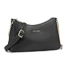 David Jones - Damen Umhängetasche Klein - Kette Handtasche Weich PU Leder - Crossbody Bag Flache 3 Fächern Schultertasche - Abendtasche Clutch Alltag Modisch Elegant Party Reise Arbeit - Schwarz #3