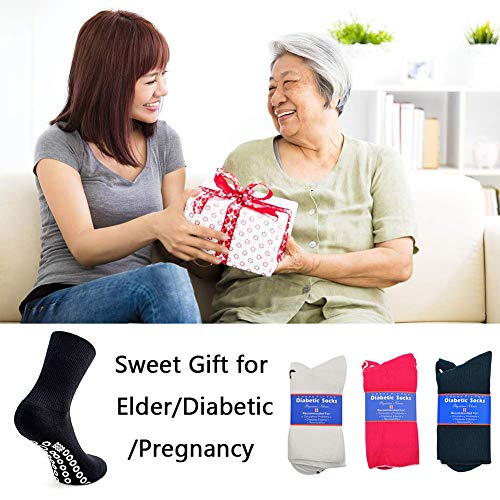 Socks Daze Non-Skid Diabetic Socks for Men Women with Grips, Non-Binding Crew Circulation Half Cushioned Non Slip Socks3