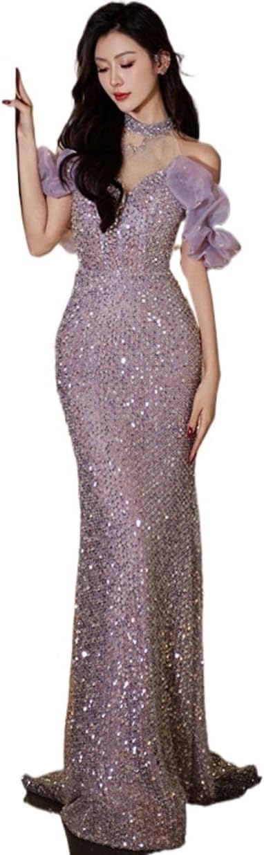 黒色ロングドレス ワンピース金色ラメ豪華な刺繍 パーティー•イベント