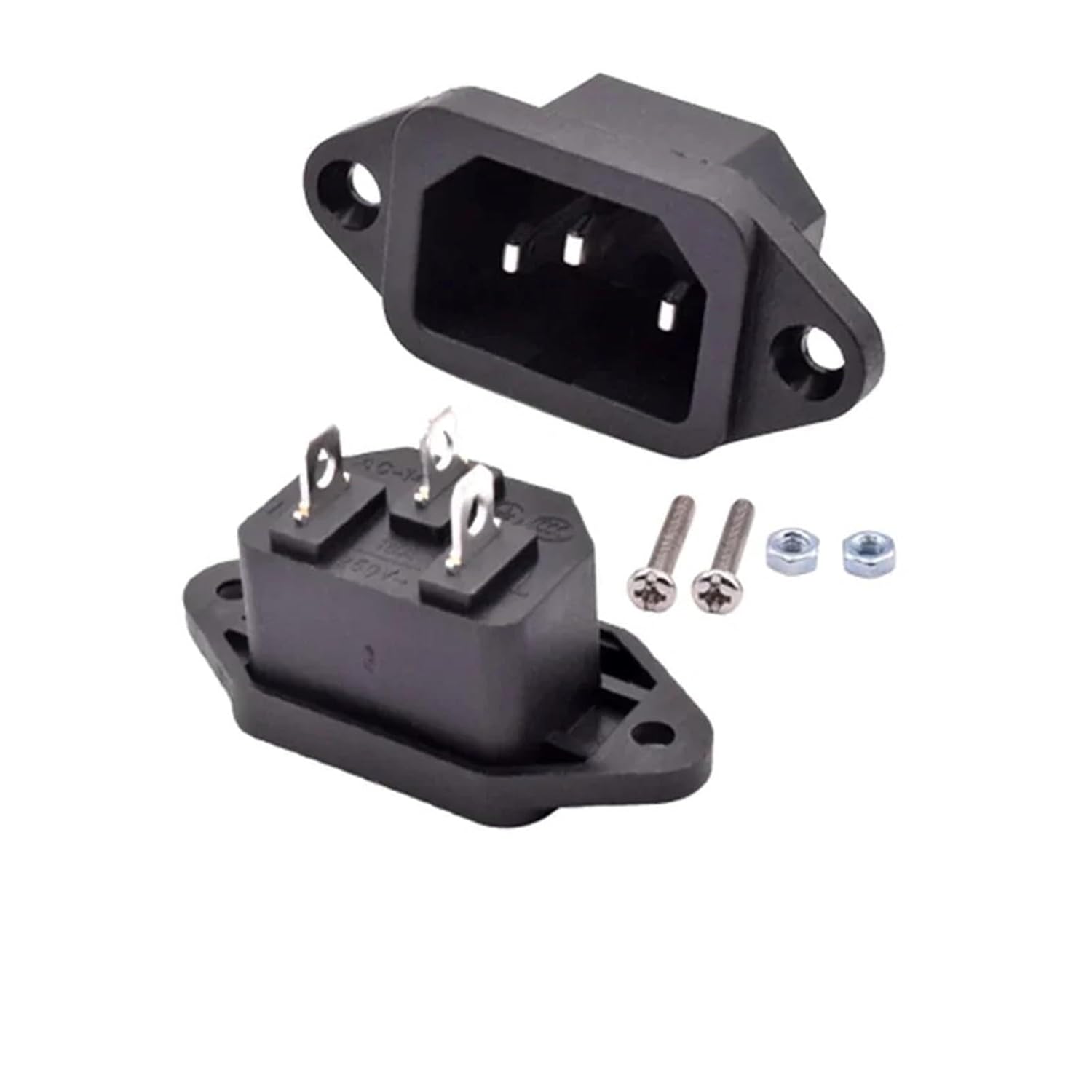 5 Pack C13 AC-04 AC Outlet Male Connector 3 Pin Socket Mount(AC-04 Iron Pins,5PCS)