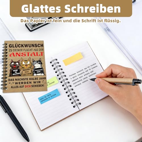 Cunegra Abschiedsgeschenk Kollegen, A5 Notizbuch Schön Karton-Abschied Kollegin Geschenk mit Lustigen Katzen-Design, Schreibbuch für Büro & Persönliche Notizen Kreatives Abschiedsgeschenk