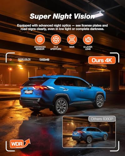 iZEEKER 4K Dash Cam Front and Rear, WiFi 6 Dashcam with FREE 32GB Card, 4K+1080P Dual Dash Camera, 2.99" IPS Display, APP, Night Vision, WDR, G-Sensor, Loop Recording, 24H Parking Mode, Voice Prompt - Image 4