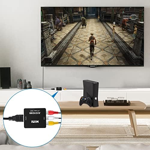 Aolirot RCA to HDMI Adapter, AV to HDMI Converter, 1080p to HDMI CVBS AV Composite Video Audio Adapter with USB Charge Cable for PC Laptop Mini Xbox PS2 PS3 TV STB VHS VCR Camera DVD