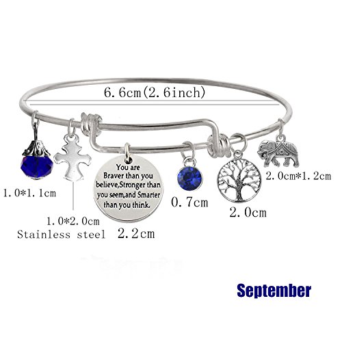 Image of inchYou Are Braver Than You Believe Stronger Than You Seem and Smarter Than You Think Inspirational Bracelet Expandable Bangle for Women