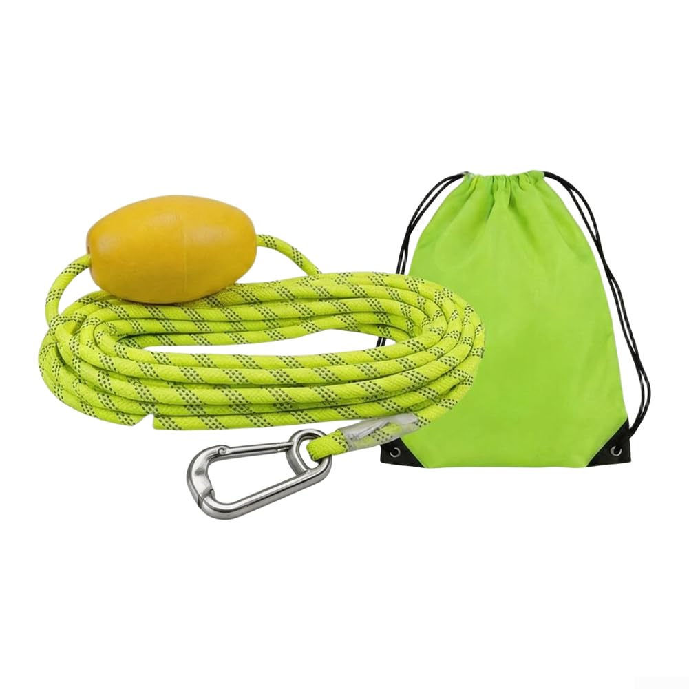 Corda di ancoraggio galleggiante con strisce riflettenti e boa in PVC, gancio in acciaio inox 304, alta visibilità, giallo fluo, per kayak, canoa, piccola barca (6 m)