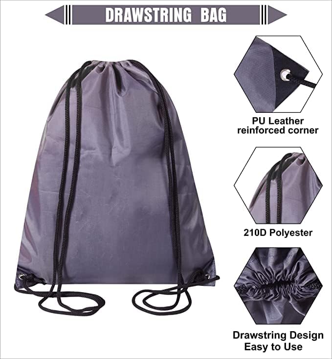 Drawstring Gym Bag 2PCS String Bags Gym Sack Backpack PE Bags for Women Men Trainer Swimming Bag Travel Beach School Holidays Suitable for Sports,kids,Boys,Girls (Red and Grey) - Image 5