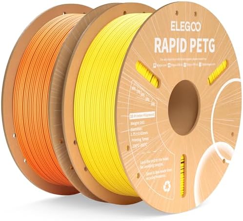 ELEGOO Rapid PETG Filament 1.75mm Gelb & Orange 2KG | High-Speed bis 600mm/s 3D Drucker Filament, Maßgenauigkeit +/- 0,02mm, 1kg Spule (2.2lbs), Kompatibel mit FDM 3D Drucker
