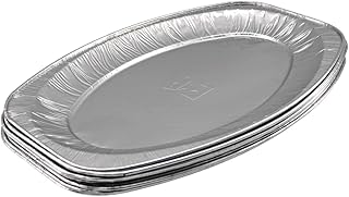 Enpack - 100 Stück Alu-Servierplatte - 43 x 29 cm - Ovaler Einweg-Aluservierteller - Große Grilltablett - Aufschnittplatte für Catering und Partys