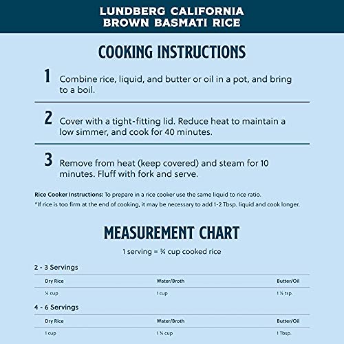 Lundberg Family Farms - California Brown Basmati Rice, Bulk Rice, 100% Whole Grain, High Fiber, Pantry Staple, Great For Cooking, Non-Sticky, Gluten-Free, Non-Gmo, Vegan, Kosher (32 Oz, 6-Pack) #TOP4