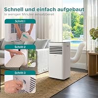 SereneLife Mobiles Klimagerät 7000 BTU 2,0kW für 28 m² – Air Conditioner mit Abluftschlauch, 3-in-1 mit Entfeuchter und Ventilator, Inkl. Fensterkit und Fernbedienung – Ansicht 6
