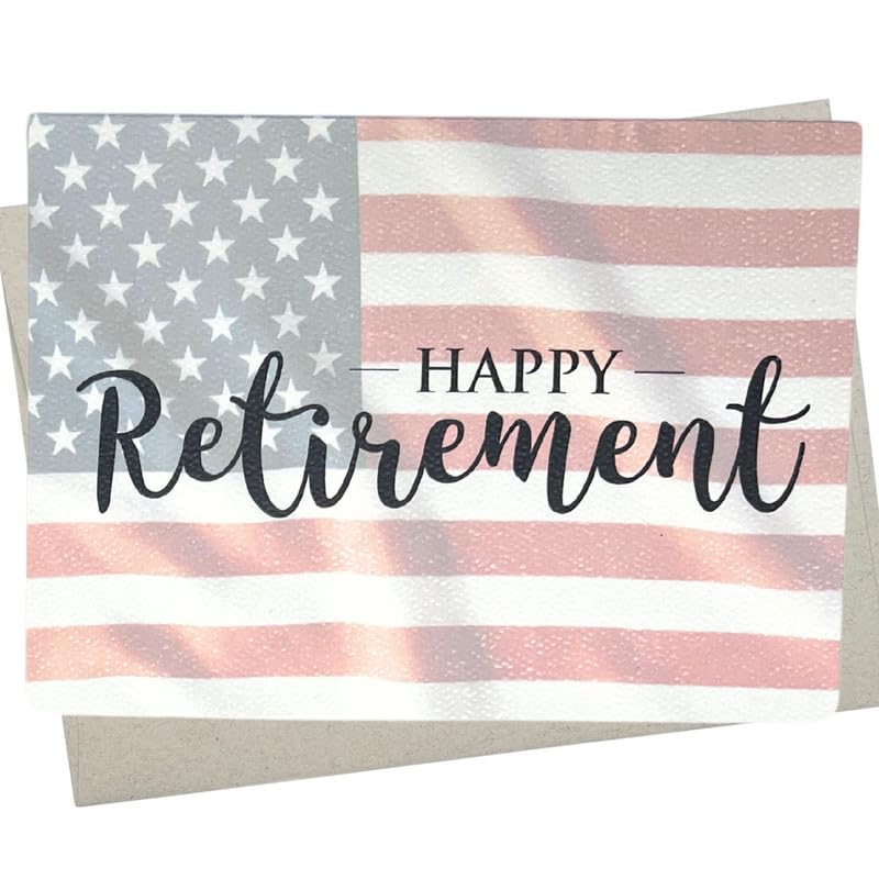 Whitman and Daughter American Flag Retirement Card for Man or Woman - 7x5 Inch with Message Inside - Ideal for Federal Employee, Civil Servant,