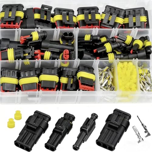 352 PCS Waterproof Electrical Connector Kit 1 2 3 4 Pin Waterproof Car Wire Connector Automotive Electrical Plugs and spark plug Connectors for Motorcycle Scooter Car Truck Boats