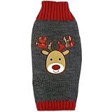 Tangpan Pet Turtleneck Dog Sweater Puppy Cats Apparel Color Grey Reindeer Size L