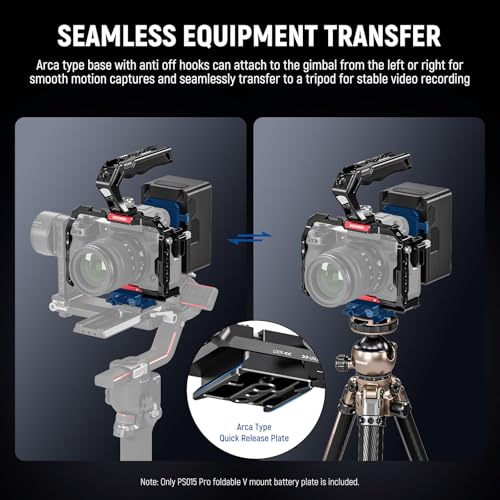 Image of NEEWER PS015 PRO V Mount Battery Plate with Arca Type Quick Release Plate & Cleaning Cloth, Foldable V Lock Mounting Adapter for NEEWER PS099E Compatible with DJI RS4 RS3 Gimbal Camera Cage Video Rig
