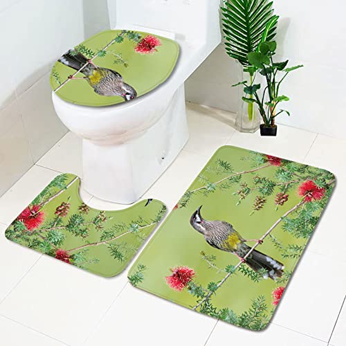 Badematten Set 3 teilig,Toilettenmatte Set,3er Badgarnitur Badezimmer Matte Set Dusch Bade Matte Vorleger Teppich 3D…