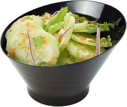 Restaurantware 5 oz redondo de plástico negro pequeño tazón inclinado - 3 34" x 3 34" x 2 12" - Caja de 100 unidades