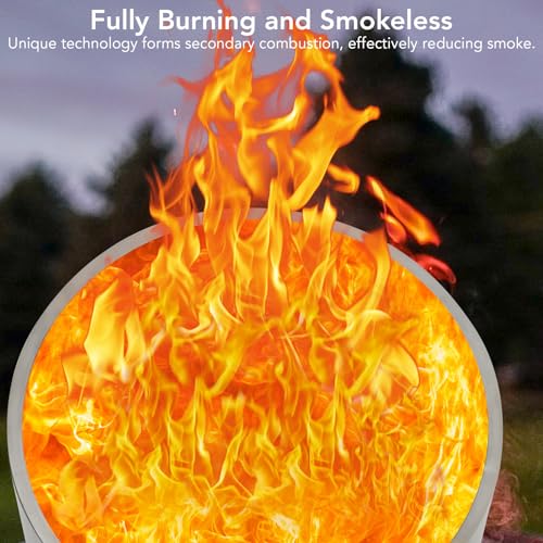 GAOMON 20.5" Smokeless Fire Pit - Portable Smokeless Outdoor Fireplace, with Removable Ash Pan, Stainless Steel Fire Pit for Outside, Ideal for 4-6 People, Wood Burning