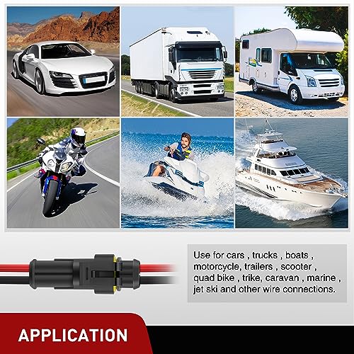 Image of Nilight 200PCS 2 Pin Electrical Connector Plug Male Female Terminal Wire Connector Waterproof Connectors 2 Way Automotive Connect Set for Car Truck Motorcycle Marine Boat 20 Sets, 2 Years Warranty