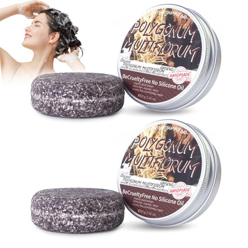 2PC Polygonum Multiflorum Shampoo Soap,Natural Jabón de Cabello Polygonum,Barra de champú para oscurecer el cabello,Grey Reverse Shampoo Bar,Promover El Crecimiento Del Cabello