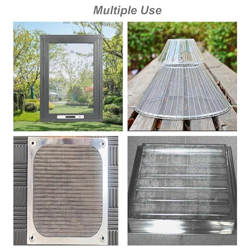 SCRMUSHUZI Stainless Steel Mesh 10Mesh with 0.7MM Wire Dia,4Pack 12x8inch(305x203mm) Hard and Heat Resisting Screen Sturdy Metal Mesh Sheets for DIY Projects,Aire Vent,Cage,Garden,Covered,BBQ Net