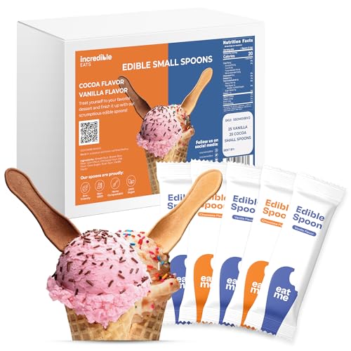 Edible Cutlery by incrEDIBLE Eats, Bulk Pack, As Seen On Shark Tank, Eco-Friendly Alternative to Plastic, Sturdy and Home Compostable, Individually Wrapped in Paper (Chocolate & Vanilla)