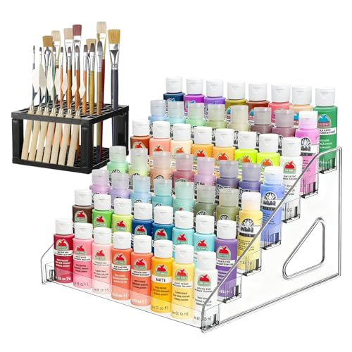 10 Best Paint Storage Racks Every Artist Needs to Organize Easily 4 Clear Acrylic Paint Organizer with Brush Holder