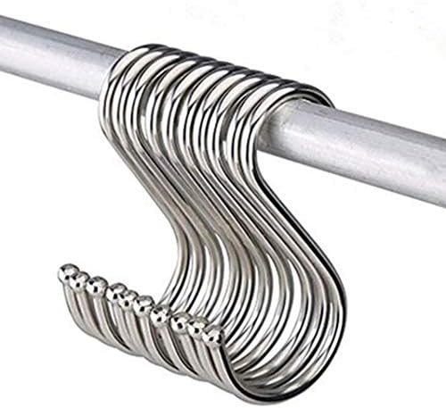 Soqool12 Pack Heavy Duty Hooks for Hanging S Hook for Shower/Closet Rod Shower Curtain Hook Rings, Outdoor Hook Hangers for Bird Feeder/Hanging Plants(4.8 Inch)