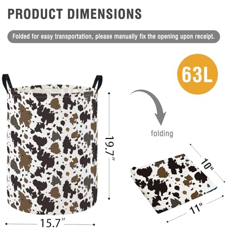 Image of Baby Laundry Hamper Basket Baby Hamper for Nursery Boy and Girl Cute Storage Bin Organizer Boho Room Decor(Cows)