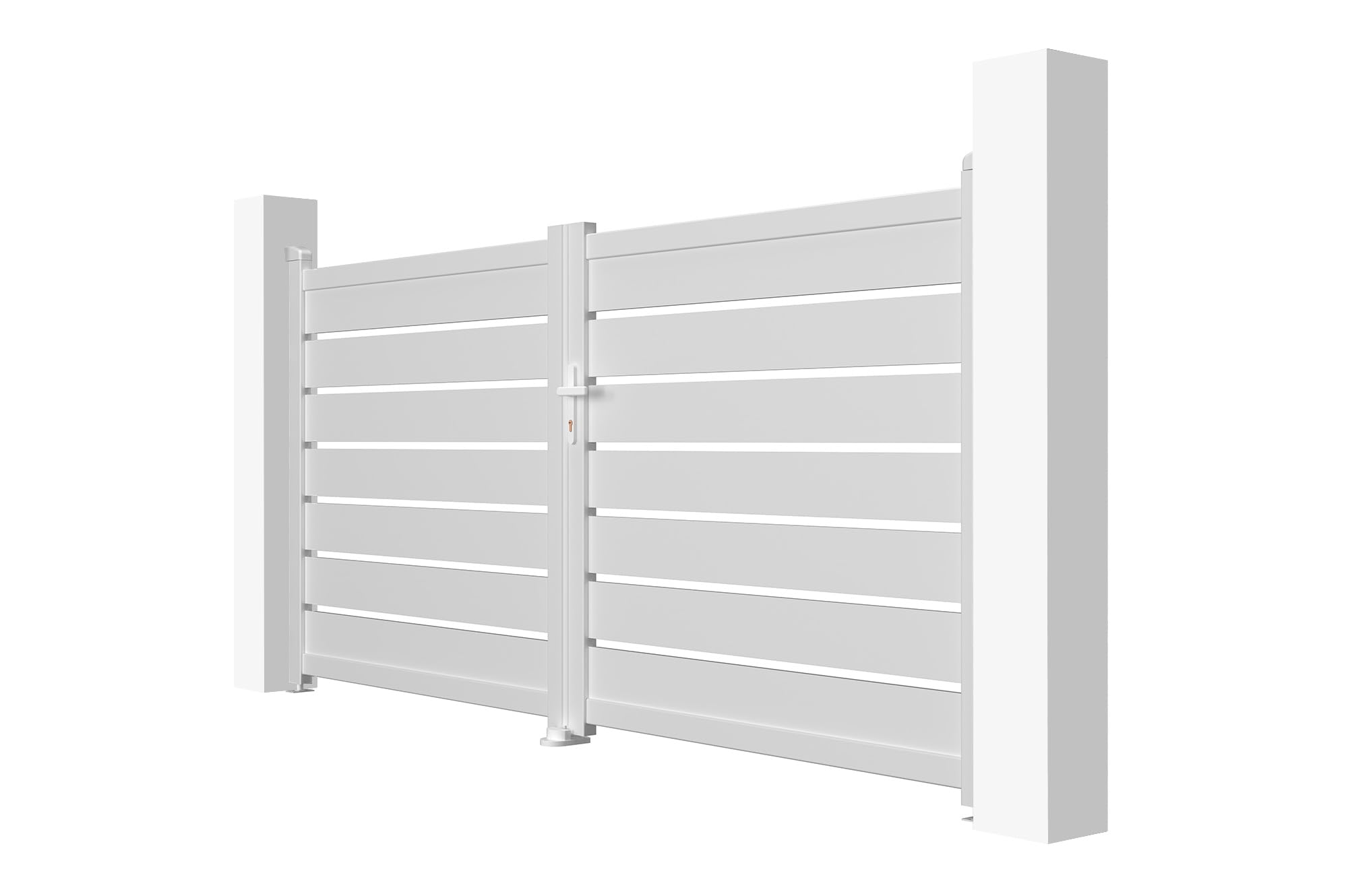CASANOOV Portail Battant Aluminium VOGEL 3m H140cm Blanc - Jardin Ajouré Double Vantaux Aluminium - Résistant Vent Anticorrosion - Portail Extérieur Élégant Kit Complet