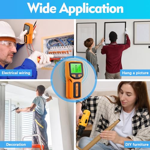 Kingdder 2 Pcs Stud Finder Wall Scanner, 5 in 1 Stud Finder Tool W/microprocessor Chip and LCD Display, Deep Detector Beam Finders for the Center and Edge of Wood Ac Wire Metal Joist Pipe