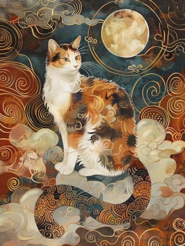 Peinture Diamant Adulte Lune Chat Kit Complet Grand Tableau Salon 90x120cm