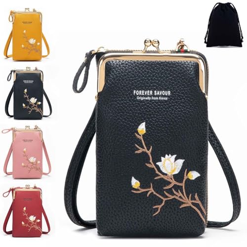 Women Sling Cross-Body Wallet with Mobile Cell Phone Holder, Crossbody Phone Bags, Mini Shoulder Purse Pocket