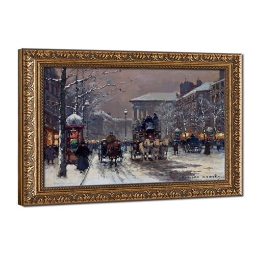 Scène de rue d'hiver Paris décoration murale salon avec tableau Cortès