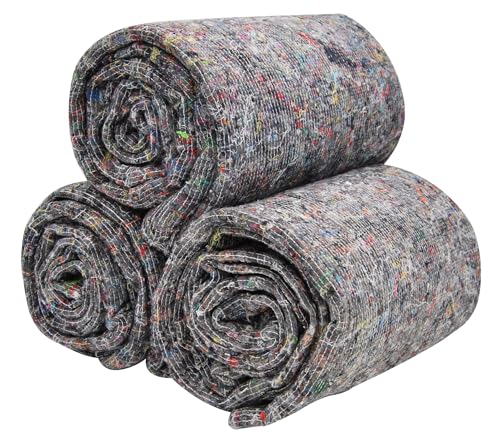 REDLACK - Lot de 3 Couvertures de Déménagement 150x200 cm – Protection Meubles Transport Stockage travaux – Textile Recyclé 350g/m² Gris