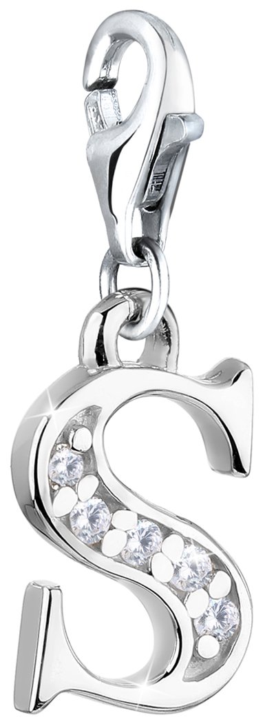 Nenalina Buchstabe S Karabiner Charm Anhänger Bettelarmband 925 Silber