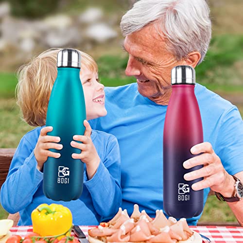 Image of BOGI Insulated Water Bottle, 25oz 2 Pack Stainless Steel Water Bottles, Leak Proof Sports Metal Water Bottles Keep Drink Cold for 24 Hours and Hot for 12 Hours BPA Free kids water bottle for School