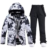 HOTIAN Damen Ski Jacke und Hosen 2 Teilig Set Skianzug Damen Winter Warme Schnee Skifahren Sätze Wasserdicht Winddicht Snowboard Set