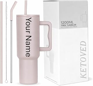 KETOVED Personalised with Your Name, 1200ml Tumbler with Straw-Handle–Stainless Steel Double Wall Insulated Cup | Leakproo... Price In India