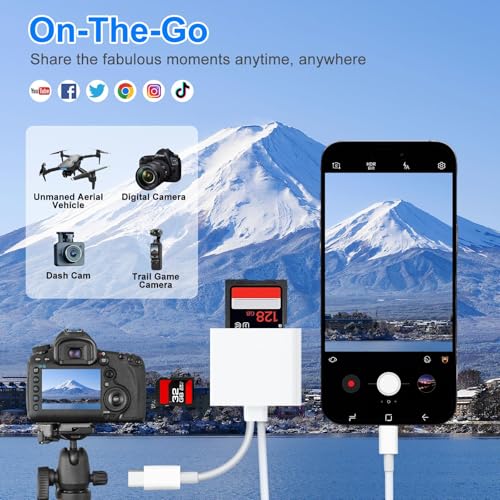 Image of SD Card Reader, Dual Slot Memory Card Reader with Type C and USB Ports, High-Speed Data Transfer for iPhone, iPad, Laptop, Camera, Photographers, Professionals, Students, Travelers