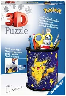 Ravensburger 3D Puzzle 11257 - Utensilo Pokémon Pikachu - Stiftehalter für Pokémon Fans ab 6 Jahren, Schreibtisch-Organizer für Erwachsene und Kinder: Erlebe Puzzeln in der 3. Dimension